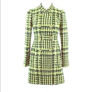 Beth Bowley Plaid Double Breasted Wool Blend Coat